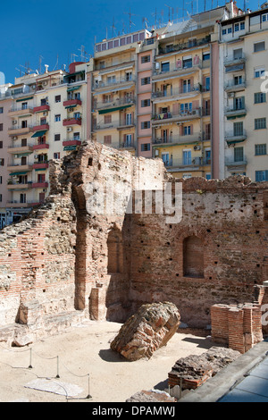 Ruins of the Roman-era Imperial Palace of Galerius on Navarinou square in Thessaloniki, Greece Stock Photo
