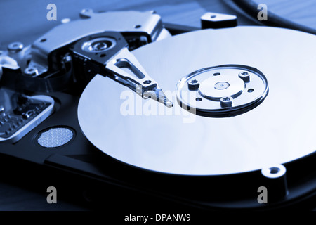 Close-up of the opened Hard Disk Drive Stock Photo