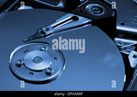 Close-up of the opened Hard Disk Drive Stock Photo