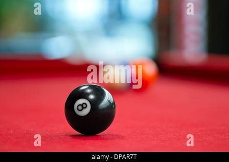 Eight balls billiards. Picture shoot with short focus for art vision. Stock Photo