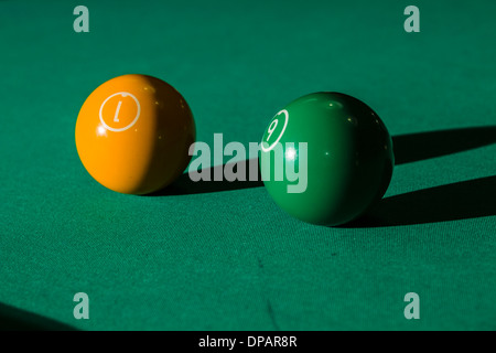 Eight balls billiards. Picture shoot with short focus for art vision. Stock Photo