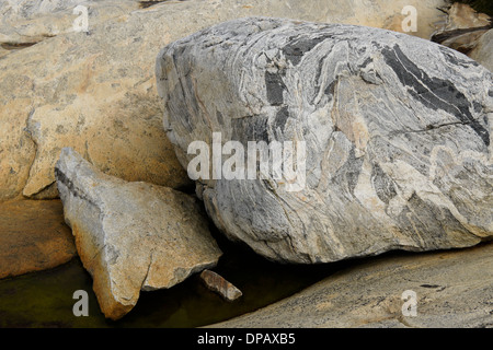 Patterns in granite rock, Ilulissat, West Greenland Stock Photo