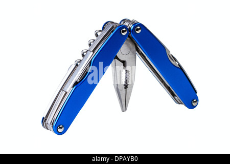 steel folding multitool isolated on white background Stock Photo