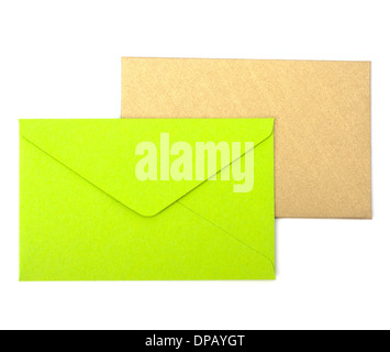 envelopes isolated on white background close up Stock Photo