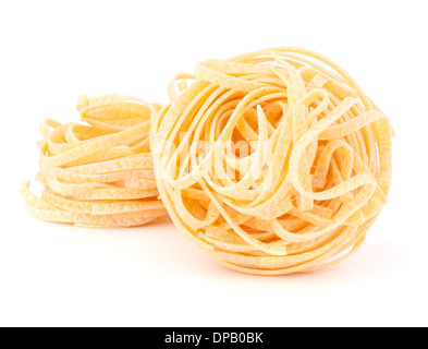 Italian pasta tagliatelle nest isolated on white background Stock Photo