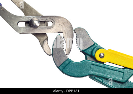 Two different pipe wrenches Stock Photo
