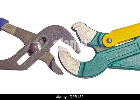 Two different pipe wrenches Stock Photo