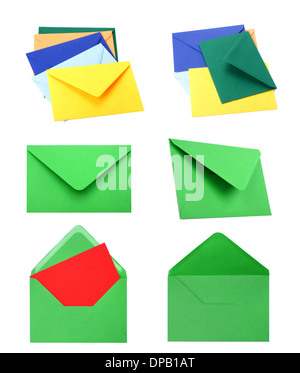 envelopes isolated on white background close up Stock Photo