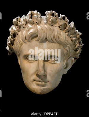 Roman Emperor AUGUSTUS 63 BC - 14 AD Rome Italy civic crown awarded by the Senate from Cerveteri  marble Italy Stock Photo