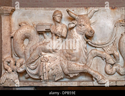 Altar Domitius Ahenobarbus or statue Base of Marcus Antonius Sea thiasos  wedding Poseidon Amphitrite 2 century BC  Greek Roman Stock Photo