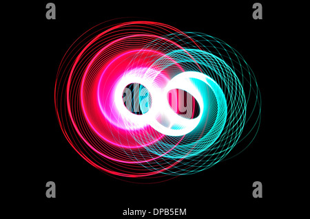 Red and green long exposure light trail abstract Stock Photo
