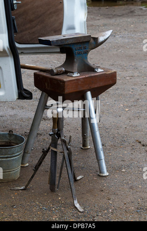 Farriers tools and Anvil. Stock Photo