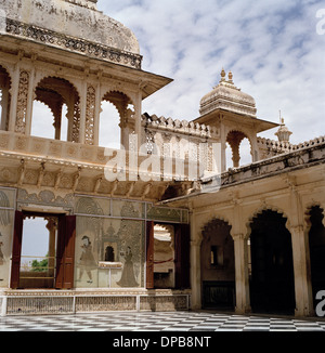 The City Palace in Udaipur in Rajasthan in India in South Asia. Architecture History Historical Building Culture Historic Heritage Travel Wanderlust Stock Photo