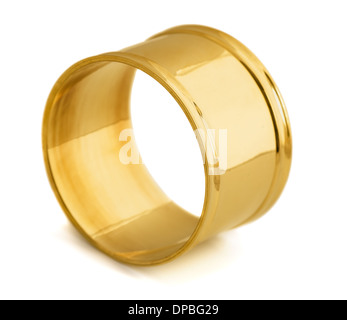 Empty golden napkin ring isolated on white Stock Photo