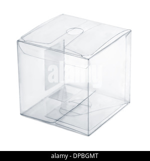 Empty transparent plastic box isolated on white Stock Photo