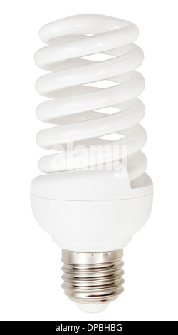 energy-saving helical compact fluorescent lamp on white background Stock Photo