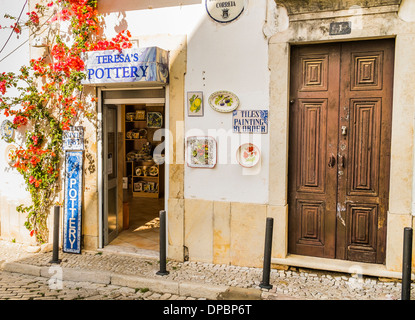 teresa´s pottery  store in the historic part of loulé, algarve, portugal Stock Photo