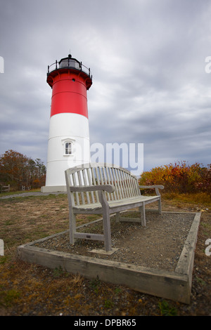 Due to Years of Erosion Nauset Light Stands as a Cape Cod Icon Along the Cape Cod National Seashore in Eastham Massachusetts Stock Photo