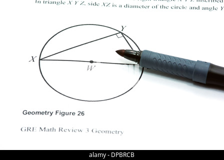 Draw a geometry figure on white paper. Stock Photo