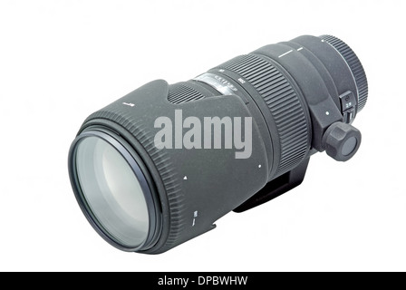 Zoom photo lens for DSLR camera isolated on white Stock Photo