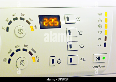 White washing machine control panel, close up image Stock Photo