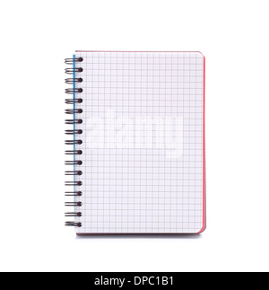 Open blank checked notebook isolated on white background cutout Stock Photo