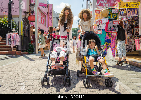 Girls dressed as Lolitas walking on Takeshita street, Tokyo, Japan, Asia Stock Photo