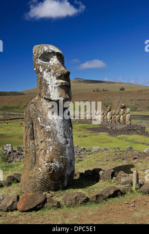 Moai at Ahu Tongariki, Easter Island, Chile Stock Photo