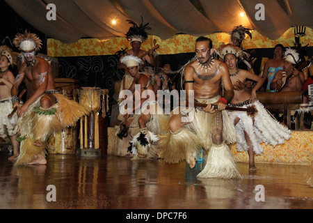 Kari Kari troupe of Rapa Nui dancers and musicians, Hanga Roa, Easter Island, Chile Stock Photo