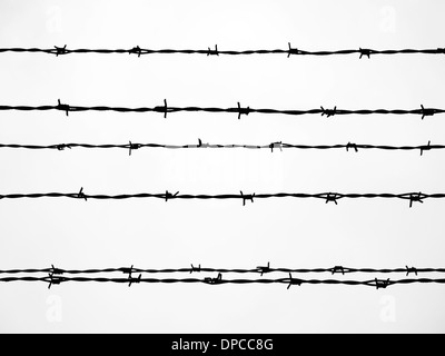 Barbed wire fence at Auschwitz concentration camp in Poland Stock Photo