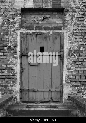 Door of a building at Auschwitz concentration camp in Poland Stock Photo