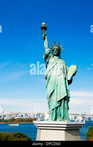 Replica of Statue of Liberty in Tokyo Bay at Odaiba in Tokyo Japan Stock Photo