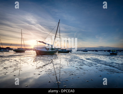 Boats in Poole Harbour at Sandbanks in Dorset Stock Photo