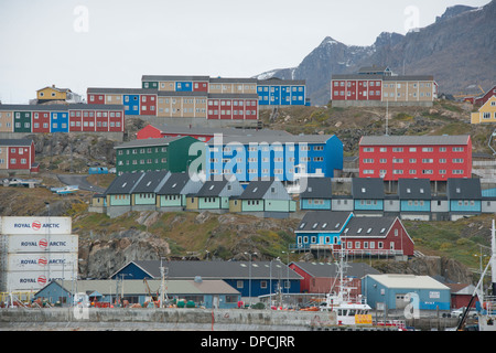 Greenland, Qeqqata Municipality, Sisimiut (aka Holsteinsborg), located above the Arctic Circle. Stock Photo