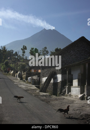 village near Mt Merapi Indonesia volcano Stock Photo