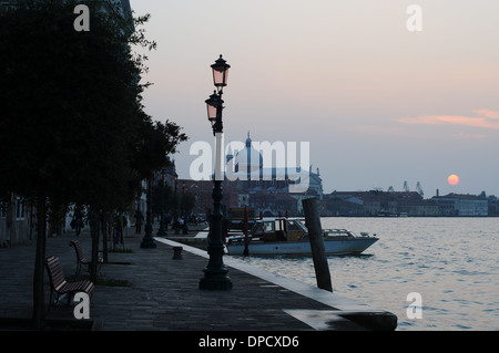 Sunset on the island of Giudecca. An island in Venice only accessible  by water. Stock Photo