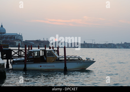 A boat moored on the island of Giudecca. An island in Venice only accessible  by water. Stock Photo