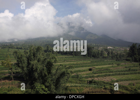 Farmer village near Mt Merapi Indonesia volcano Stock Photo