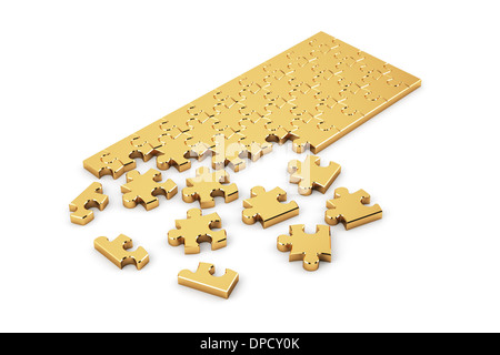 3d render of golden puzzle. Success concept Stock Photo