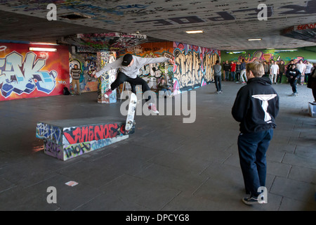 Skateboarder at the Southbank Skatepark, London, UK. Stock Photo