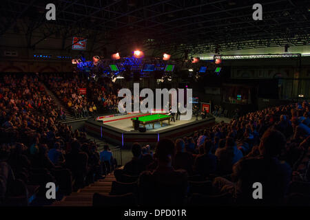 London, UK. 12th Jan, 2014. A general view of the arena during the Masters Snooker first round match between John HIGGINS (Sco) &amp; Stuart BINGHAM (Eng) from Alexandra Palace. Credit:  Action Plus Sports/Alamy Live News Stock Photo