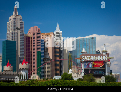 Hotels and casinos along Las Vegas Boulevard in Las Vegas, Nevada Stock Photo