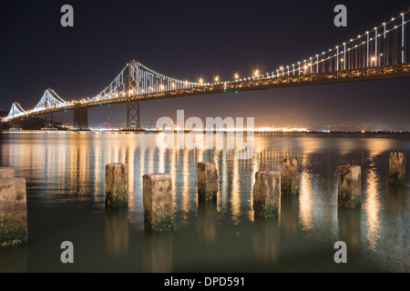San Francisco Bay Bridge viewed from the Embarcadero in San Francisco Stock Photo