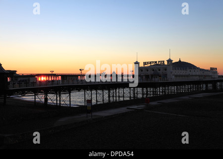 Dusk colours over the Brighton Palace Pier, Brighton City, Brighton & Hove, Sussex County, England, UK Stock Photo