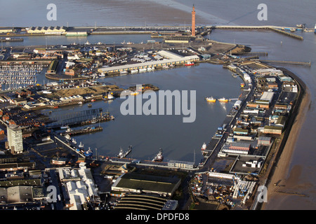 aerial view of the port town of Grimsby in North Lincolnshire Stock Photo