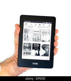Home page on the 2013/14 Amazon Kindle Paperwhite E-Reader Stock Photo