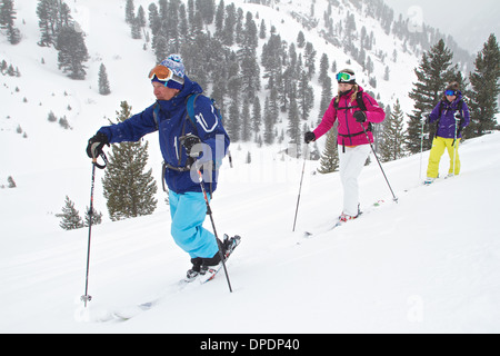 Guide and clients ski touring in Kuhtai , Tirol, Austria Stock Photo