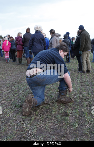 The traditional annual lead-up to, and game of The Haxey Hood held in January in North Lincolnshire, England, UK Stock Photo