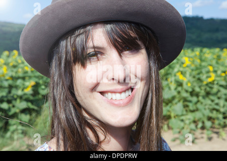 Portrait of mid adult woman wearing hat Stock Photo