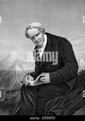 Alexander von Humboldt (1769-1859) on engraving from 1873. Prussian geographer, naturalist and explorer. Stock Photo